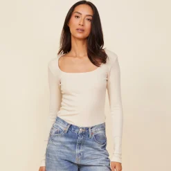 MONROW 90'S Rib Long Sleeve OFFWHITE Cheap